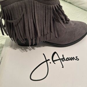 Adams Gray Fringe Ankle Boots